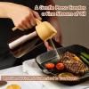 imageYARRAMATE 16oz470ml Light Blocking Oil Sprayer for Cooking with Stickers FoodGrade 2 in 1 Olive Oil Dispenser Bottle for Kitchen Premium Dark Amber Glass Oil Bottle for Air Fryer BBQ Black04Orange