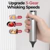 imageYARRAMATE Rechargeable Milk Frother Wand Handheld With Stand 3 Speed Adjustable Drink Mixer with 2 Whisks Stainless Steel Electric Stirrer for Coffee Lattes Protein Shakes Matcha Egg