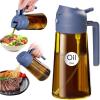 imageYARRAMATE 16oz470ml Light Blocking Oil Sprayer for Cooking with Stickers FoodGrade 2 in 1 Olive Oil Dispenser Bottle for Kitchen Premium Dark Amber Glass Oil Bottle for Air Fryer BBQ Black09Navy