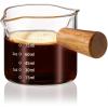 imageYARRAMATE 2 Pack Espresso Shot Cup with Wood Handle Clear Glass with Dual Scale Espresso Shot Glass with Single Spout 34 OZ 100 MLDoubleSpout