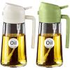 imageYARRAMATE 2Pcs 16oz470ml 2 in 1 Oil Sprayer for Cooking with Stickers Foodgrade Glass Oil Spray Bottle Oil Dispenser and Oil Sprayer for Kitchen Salad Frying BBQ White ampampBlack142Pcs GreenWhite