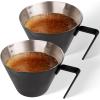 imageYARRAMATE Stainless Steel Espresso Shot Cup Double Spout Metal Espresso Measuring Cup with VShaped Mouth Espresso Accessories 34OZ100ML BlackBlack 2pcs