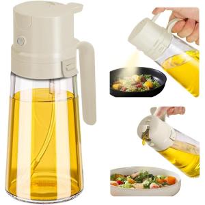 imageYARRAMATE 16oz470ml Easy Refillable Oil Sprayer for Cooking 2 in 1 Oil Dispenser for Kitchen and Oil Sprayer Bottle FoodGrade Glass Oil Mister with Simple Open Design Air FryerBBQ Creamy WhiteWhite