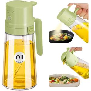 imageYARRAMATE 16oz470ml Easy Refillable Oil Sprayer for Cooking 2 in 1 Oil Dispenser for Kitchen and Oil Sprayer Bottle FoodGrade Glass Oil Mister with Simple Open Design Air FryerBBQ Creamy WhiteGreen