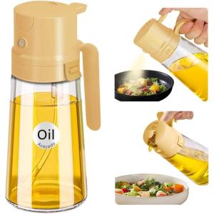 imageYARRAMATE 16oz470ml Easy Refillable Oil Sprayer for Cooking 2 in 1 Oil Dispenser for Kitchen and Oil Sprayer Bottle FoodGrade Glass Oil Mister with Simple Open Design Air FryerBBQ Creamy WhiteOrange