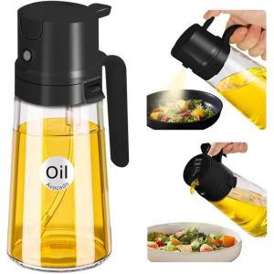 imageYARRAMATE 16oz470ml Easy Refillable Oil Sprayer for Cooking 2 in 1 Oil Dispenser for Kitchen and Oil Sprayer Bottle FoodGrade Glass Oil Mister with Simple Open Design Air FryerBBQ Creamy WhiteBlack