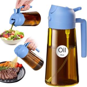 imageYARRAMATE 16oz470ml Light Blocking Oil Sprayer for Cooking with Stickers FoodGrade 2 in 1 Olive Oil Dispenser Bottle for Kitchen Premium Dark Amber Glass Oil Bottle for Air Fryer BBQ Black05SkyBlue