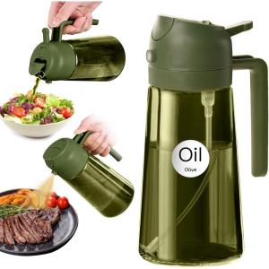 imageYARRAMATE 16oz470ml LightBlocking Dark Oil Sprayer for Cooking 2 in 1 Olive Oil Dispenser Bottle for Kitchen Premium Dark Green Glass Oil Bottle FoodGrade Oil Mister for Air Fryer BBQ White06OliveGreen