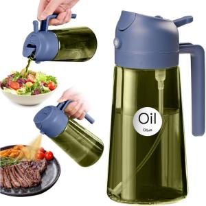 imageYARRAMATE 16oz470ml LightBlocking Dark Oil Sprayer for Cooking 2 in 1 Olive Oil Dispenser Bottle for Kitchen Premium Dark Green Glass Oil Bottle FoodGrade Oil Mister for Air Fryer BBQ White05Navy