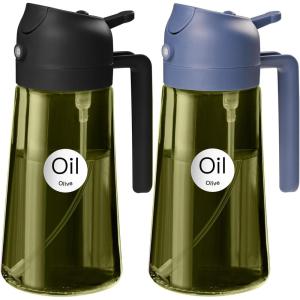 imageYARRAMATE 16oz470ml LightBlocking Dark Oil Sprayer for Cooking 2 in 1 Olive Oil Dispenser Bottle for Kitchen Premium Dark Green Glass Oil Bottle FoodGrade Oil Mister for Air Fryer BBQ White162Pcs BlackNavy