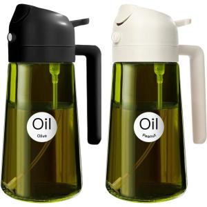 imageYARRAMATE 16oz470ml LightBlocking Dark Oil Sprayer for Cooking 2 in 1 Olive Oil Dispenser Bottle for Kitchen Premium Dark Green Glass Oil Bottle FoodGrade Oil Mister for Air Fryer BBQ White122Pcs BlackWhite