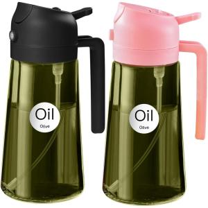imageYARRAMATE 16oz470ml LightBlocking Dark Oil Sprayer for Cooking 2 in 1 Olive Oil Dispenser Bottle for Kitchen Premium Dark Green Glass Oil Bottle FoodGrade Oil Mister for Air Fryer BBQ White132Pcs BlackPink