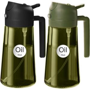 imageYARRAMATE 16oz470ml LightBlocking Dark Oil Sprayer for Cooking 2 in 1 Olive Oil Dispenser Bottle for Kitchen Premium Dark Green Glass Oil Bottle FoodGrade Oil Mister for Air Fryer BBQ White152Pcs BlackOliveGreen