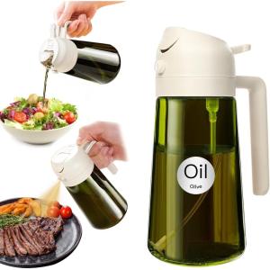 imageYARRAMATE 16oz470ml LightBlocking Dark Oil Sprayer for Cooking 2 in 1 Olive Oil Dispenser Bottle for Kitchen Premium Dark Green Glass Oil Bottle FoodGrade Oil Mister for Air Fryer BBQ White03White
