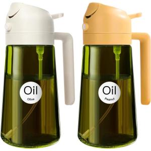 imageYARRAMATE 16oz470ml LightBlocking Dark Oil Sprayer for Cooking 2 in 1 Olive Oil Dispenser Bottle for Kitchen Premium Dark Green Glass Oil Bottle FoodGrade Oil Mister for Air Fryer BBQ White182Pcs OrangeWhite