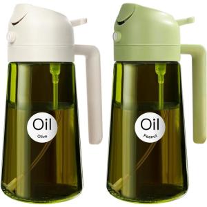 imageYARRAMATE 16oz470ml LightBlocking Dark Oil Sprayer for Cooking 2 in 1 Olive Oil Dispenser Bottle for Kitchen Premium Dark Green Glass Oil Bottle FoodGrade Oil Mister for Air Fryer BBQ White172Pcs GreenWhite