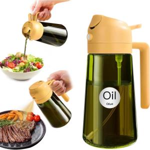 imageYARRAMATE 16oz470ml LightBlocking Dark Oil Sprayer for Cooking 2 in 1 Olive Oil Dispenser Bottle for Kitchen Premium Dark Green Glass Oil Bottle FoodGrade Oil Mister for Air Fryer BBQ White04Orange