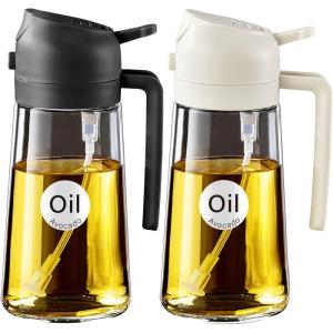 imageYARRAMATE 2Pcs 16oz470ml 2 in 1 Oil Sprayer for Cooking with Stickers Foodgrade Glass Oil Spray Bottle Oil Dispenser and Oil Sprayer for Kitchen Salad Frying BBQ White ampampBlack122Pcs WhiteBlack