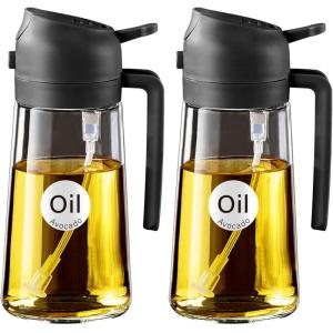 imageYARRAMATE 2Pcs 16oz470ml 2 in 1 Oil Sprayer for Cooking with Stickers Foodgrade Glass Oil Spray Bottle Oil Dispenser and Oil Sprayer for Kitchen Salad Frying BBQ White ampampBlack132Pcs Black