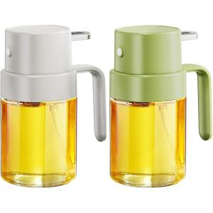 imageYARRAMATE 2pcs Mini 68 OZ 200 ML Oil Sprayer for Cooking Premium Oil Spray Bottle for Kitchen Foodgrade Olive Oil Sprayer Portable Oil Mister for Air Fryer Outdoor BBQ and Camping GreyampampGreen2Pcs GreenWhite