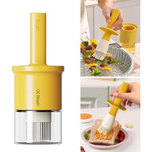 imageYARRAMATE 300ml 10oz Oil Dispenser with Brush  Glass Oil Bottle for Kitchen with Silicone Heat Resistant Basting Brush  Cooking Brush for Vinegar Sauce BBQ Grill Frying  Creamy White04Orange