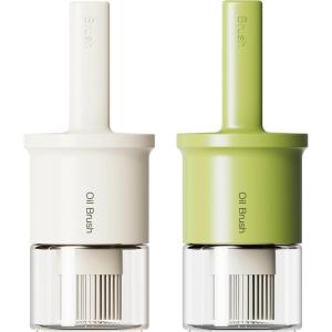 imageYARRAMATE 300ml 10oz Oil Dispenser with Brush  Glass Oil Bottle for Kitchen with Silicone Heat Resistant Basting Brush  Cooking Brush for Vinegar Sauce BBQ Grill Frying  Creamy White062Pcs WhiteGreen
