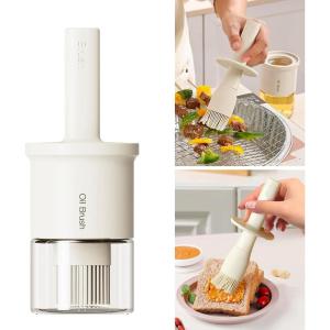 imageYARRAMATE 300ml 10oz Oil Dispenser with Brush  Glass Oil Bottle for Kitchen with Silicone Heat Resistant Basting Brush  Cooking Brush for Vinegar Sauce BBQ Grill Frying  Creamy White01Creamy White