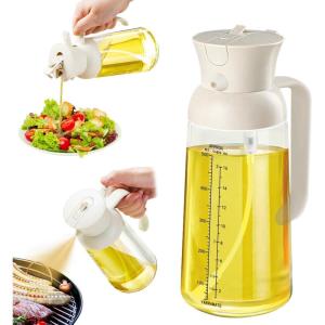 imageYARRAMATE Large Capacity 2 in 1 Oil Sprayer for Cooking with Measuring 18oz550ml Olive Oil Dispenser for Kitchen Foodgrade Oil Spritzer Bottle for Air Fryer Salad BBQ Black02White