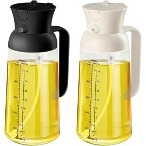 imageYARRAMATE Large Capacity 2 in 1 Oil Sprayer for Cooking with Measuring 18oz550ml Olive Oil Dispenser for Kitchen Foodgrade Oil Spritzer Bottle for Air Fryer Salad BBQ Black042Pcs BlackWhite