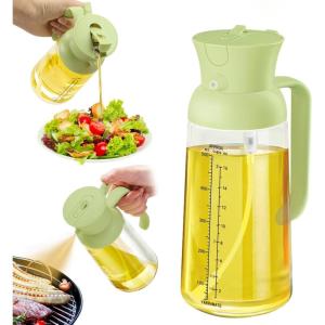 imageYARRAMATE Large Capacity 2 in 1 Oil Sprayer for Cooking with Measuring 18oz550ml Olive Oil Dispenser for Kitchen Foodgrade Oil Spritzer Bottle for Air Fryer Salad BBQ Black03Green