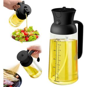 imageYARRAMATE Large Capacity 2 in 1 Oil Sprayer for Cooking with Measuring 18oz550ml Olive Oil Dispenser for Kitchen Foodgrade Oil Spritzer Bottle for Air Fryer Salad BBQ Black01Black