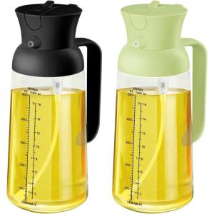 imageYARRAMATE Large Capacity 2 in 1 Oil Sprayer for Cooking with Measuring 18oz550ml Olive Oil Dispenser for Kitchen Foodgrade Oil Spritzer Bottle for Air Fryer Salad BBQ Black052Pcs BlackGreen