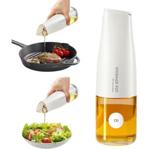 imageYARRAMATE Large Capacity Aesthetic Olive Oil Dispenser for Kitchen 500ml 17oz Cooking Glass Vinegar Drizzler Leak Proof Oil Bottle NonDrip Soy Sauce Dispenser Oil Pourer ampamp LabelsWhite02Creamy White