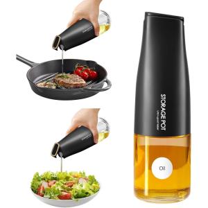 imageYARRAMATE Large Capacity Aesthetic Olive Oil Dispenser for Kitchen 500ml 17oz Cooking Glass Vinegar Drizzler Leak Proof Oil Bottle NonDrip Soy Sauce Dispenser Oil Pourer ampamp LabelsWhite01Black