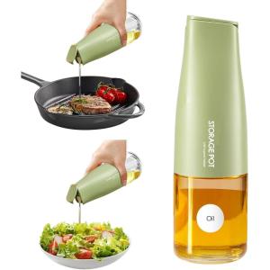 imageYARRAMATE Large Capacity Aesthetic Olive Oil Dispenser for Kitchen 500ml 17oz Cooking Glass Vinegar Drizzler Leak Proof Oil Bottle NonDrip Soy Sauce Dispenser Oil Pourer ampamp LabelsWhite03Green