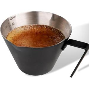 imageYARRAMATE Stainless Steel Espresso Shot Cup Double Spout Metal Espresso Measuring Cup with VShaped Mouth Espresso Accessories 34OZ100ML BlackBlack 1pcs