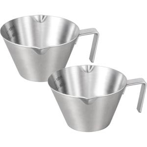 imageYARRAMATE Stainless Steel Espresso Shot Cup Double Spout Metal Espresso Measuring Cup with VShaped Mouth Espresso Accessories 34OZ100ML BlackSliver 2pcs