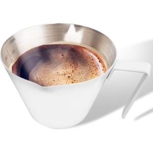 imageYARRAMATE Stainless Steel Espresso Shot Cup Double Spout Metal Espresso Measuring Cup with VShaped Mouth Espresso Accessories 34OZ100ML BlackWhite 1pcs