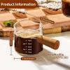 imageYARRAMATE 2 Pack 6 oz180ML Glass Measuring Cup with Wooden Handle  Espresso Shot Cups Ribbed Milk Frothing Pitcher Dual Scale Markings VShaped Mouth for Easy Pouring34 oz100 ML Double Spout