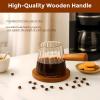 imageYARRAMATE 2 Pack 6 oz180ML Glass Measuring Cup with Wooden Handle  Espresso Shot Cups Ribbed Milk Frothing Pitcher Dual Scale Markings VShaped Mouth for Easy Pouring6 oz180 ML