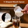 imageYARRAMATE 2 Pack 6 oz180ML Glass Measuring Cup with Wooden Handle  Espresso Shot Cups Ribbed Milk Frothing Pitcher Dual Scale Markings VShaped Mouth for Easy Pouring6 oz180 ML