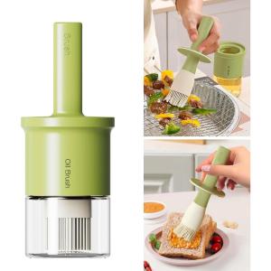 imageYARRAMATE 300ml 10oz Oil Dispenser with Brush  Glass Oil Bottle for Kitchen with Silicone Heat Resistant Basting Brush  Cooking Brush for Vinegar Sauce BBQ Grill Frying  Green03Green