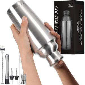 imageYARRAMATE 8Pcs 24oz Hybrid Vacuum Insulated Cocktail Shaker Set with Strainer Premium Double Wall Stainless Steel Martini Shaker for Home Bar Bartending with Leakproof Seal 25 Recipes  Gift Set